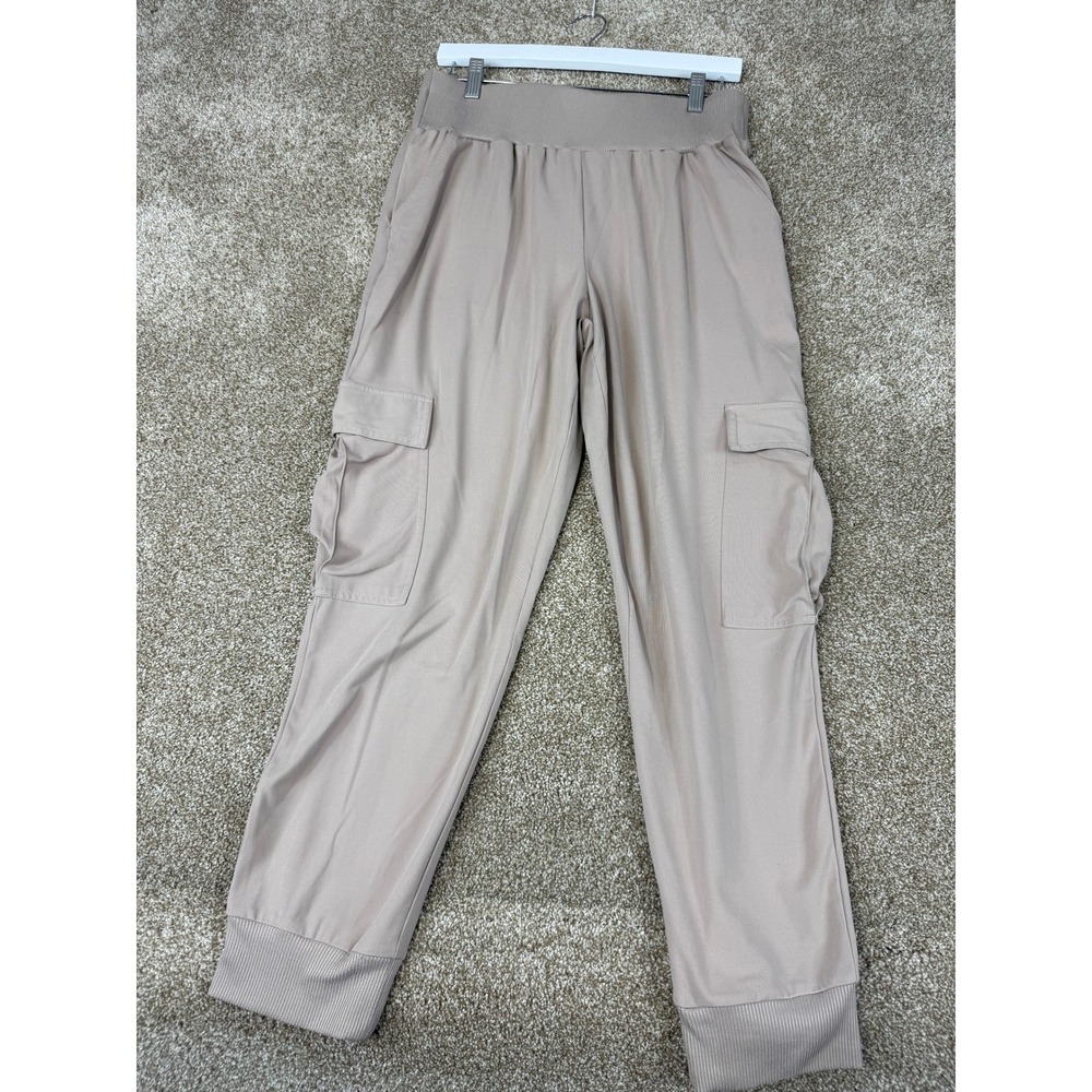Sincerely Jules Womens Cargo Jogger Pants Tan Beige Large Utility L Athleisure